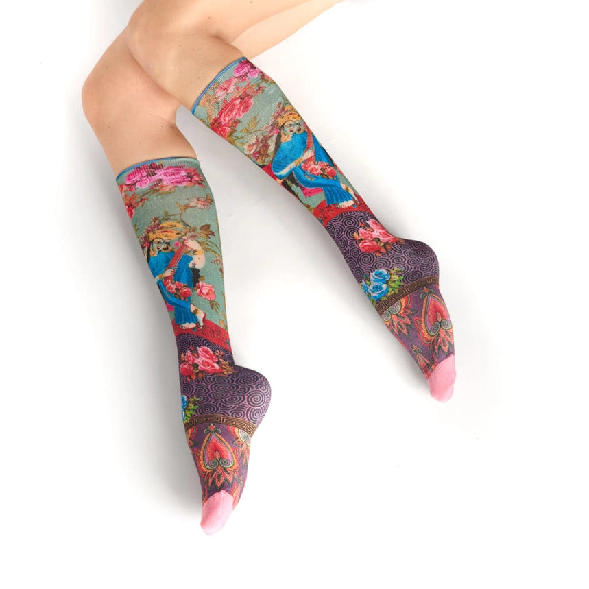 Patterned knee high bamboo socks by Dub & Drino