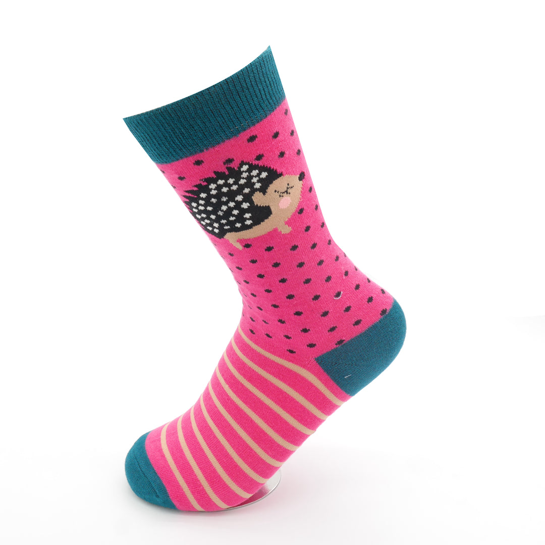 Little Hedgehogs Bamboo Socks in Hot Pink by Miss Sparrow