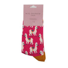 Llamas Bamboo Socks in Hot Pink by Miss Sparrow - detail