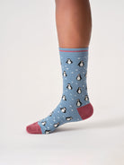 Snowy Penguin Bamboo Socks in Stone Blue by Thought