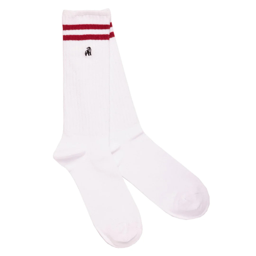 white athletic bamboo socks by Swole Panda