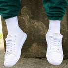 white athletic bamboo socks by Swole Panda