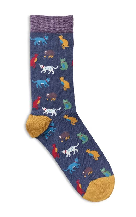 Colourful bamboo socks with cat pattern