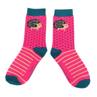 Little Hedgehogs Bamboo Socks in Hot Pink by Miss Sparrow - detail