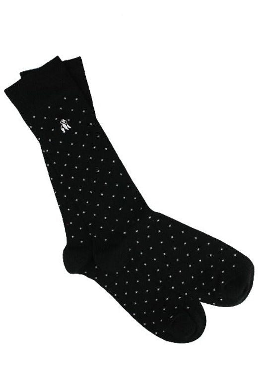 black bamboo socks with white spots by Swole Panda