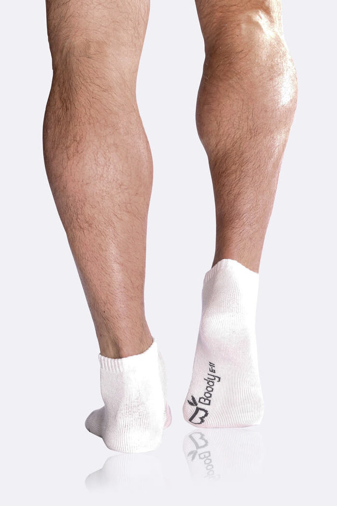 Boody Bamboo Men's Cushioned Ankle Sock in White-bamboofeet