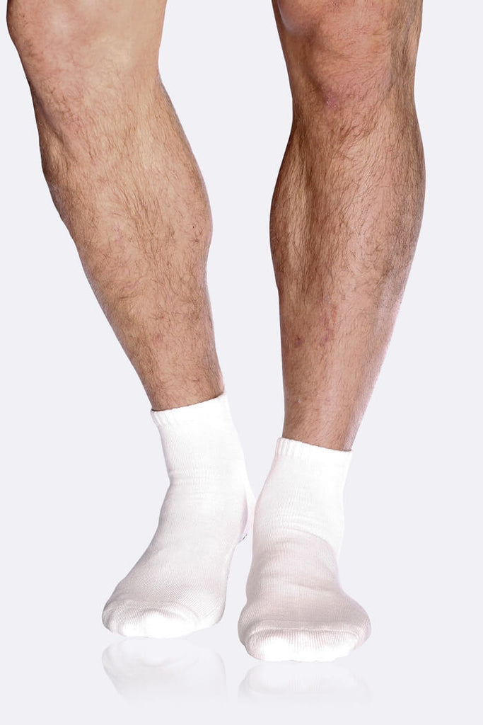 Boody Bamboo Men's Cushioned Ankle Sock in White-bamboofeet