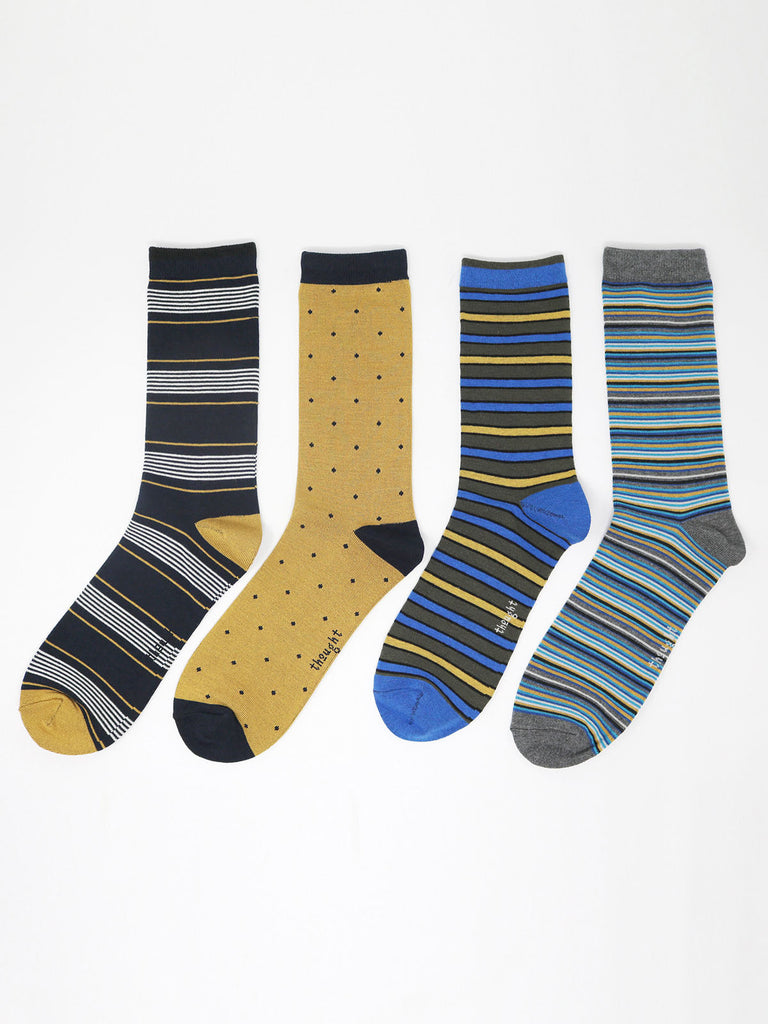 Eric Stripe and Spot Organic Cotton 4 Pack Socks Gift Box by Thought-bamboofeet