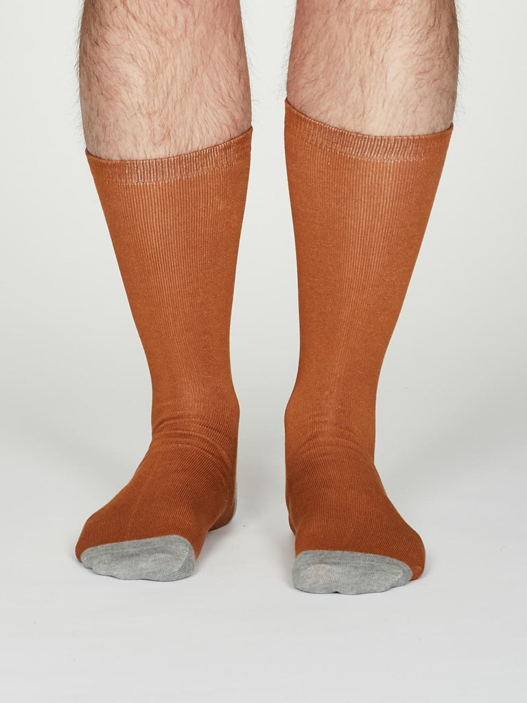 Solid Jack Bamboo Socks in Amber by Thought, Size 7-11-bamboofeet