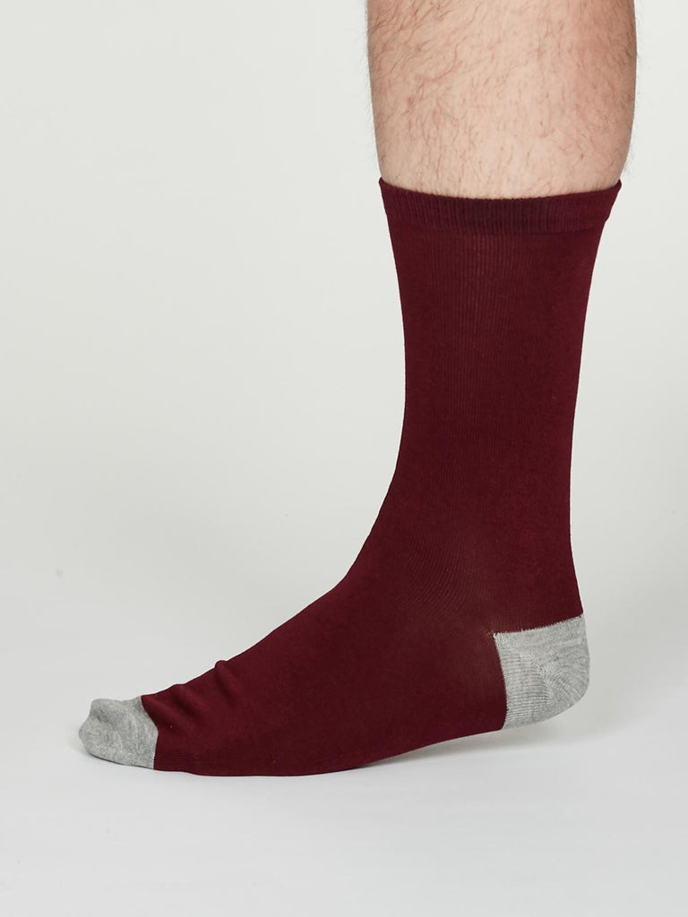 Solid Jack Bamboo Socks in Aubergine by Thought, Size 7-11-bamboofeet