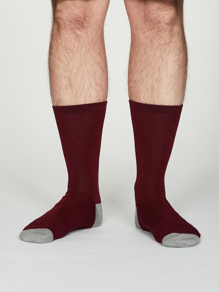 Solid Jack Bamboo Socks in Aubergine by Thought, Size 7-11-bamboofeet