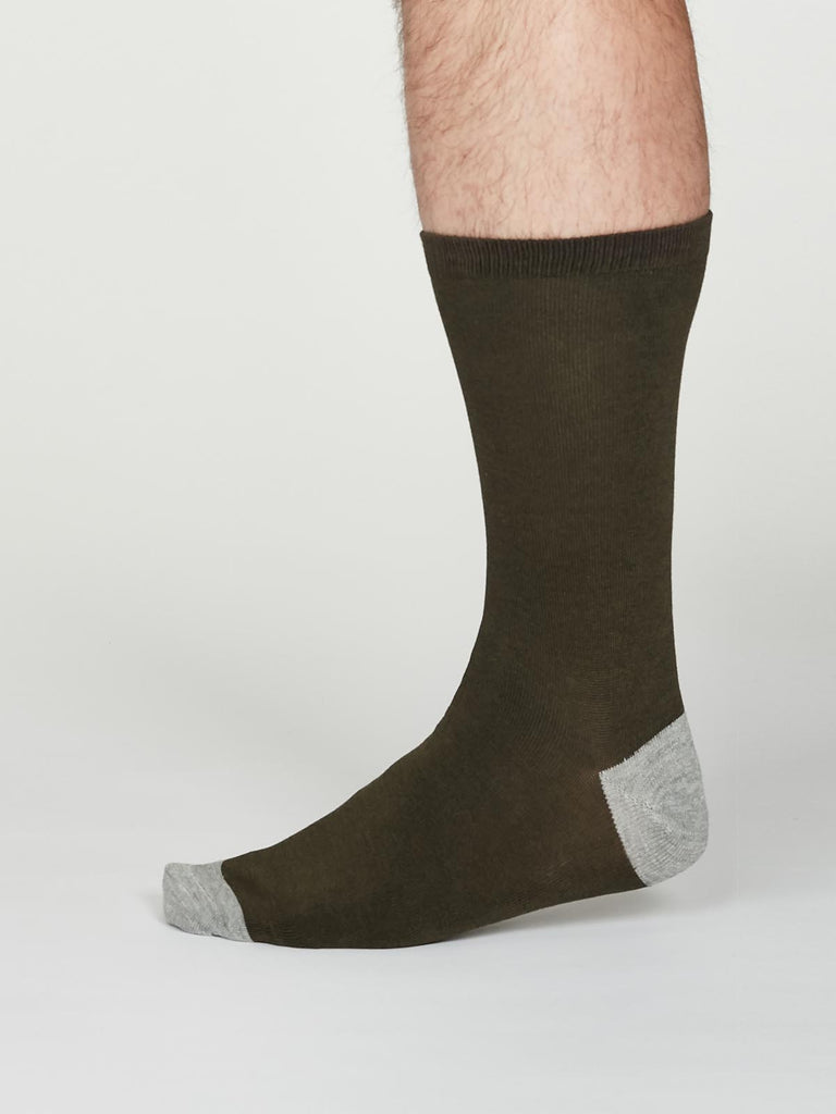 Solid Jack Bamboo Socks in Walnut Grey by Thought, Size 7-11-bamboofeet