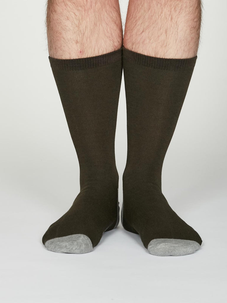 Solid Jack Bamboo Socks in Walnut Grey by Thought, Size 7-11-bamboofeet