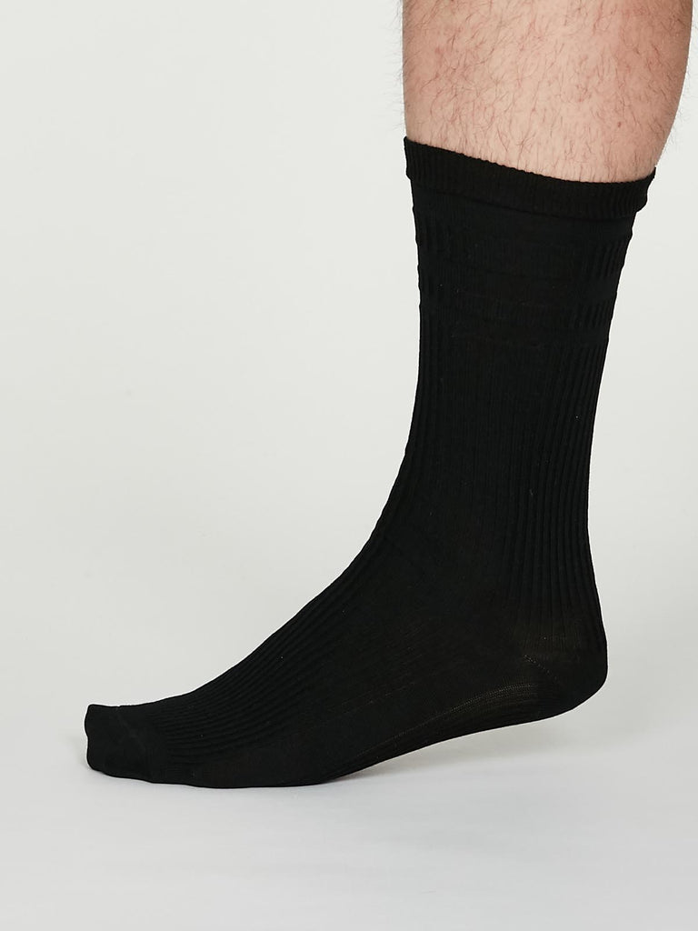 Benedict SeaCell™ Modal Diabetic Socks in Black by Thought-bamboofeet