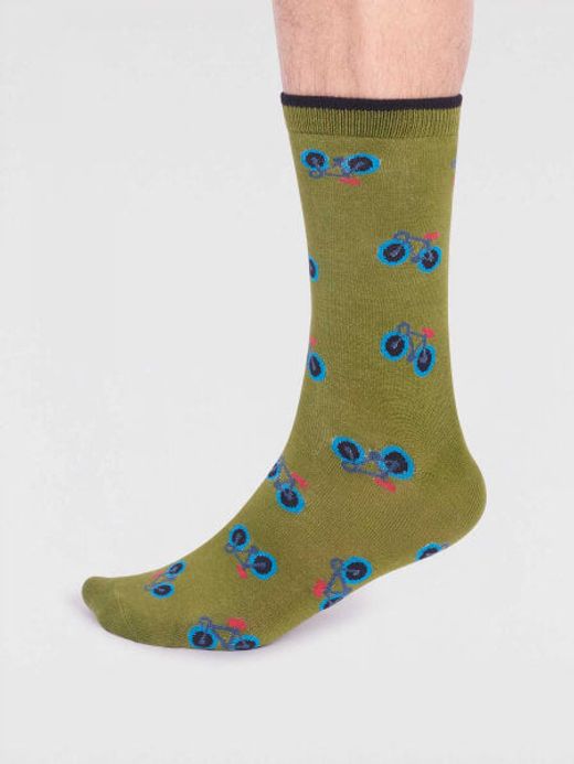 Teri Bamboo Bike Socks in Lichen Green by Thought