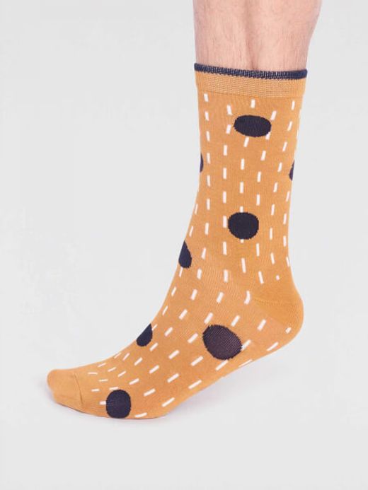 Leroy Bamboo Spot Socks in Mustard Yellow by Thought