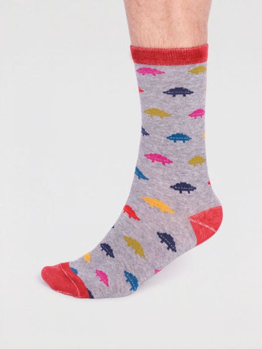 Salas Organic Cotton Rocket Socks in Grey Marle by Thought