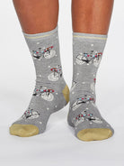 Gladys Spotty Bicycle Bamboo Organic Cotton Blend Socks in Grey Marle by Thought-bamboofeet