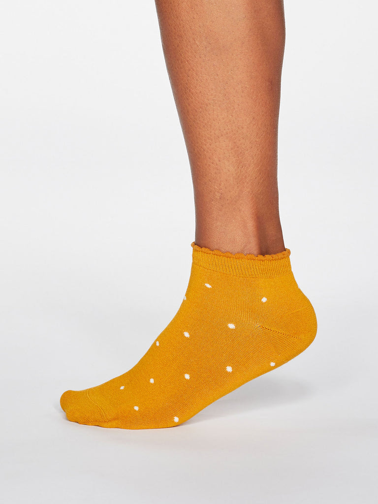 Eudora Spotty Bamboo Organic Cotton Trainer Socks in Sunflower Yellow by Thought-bamboofeet