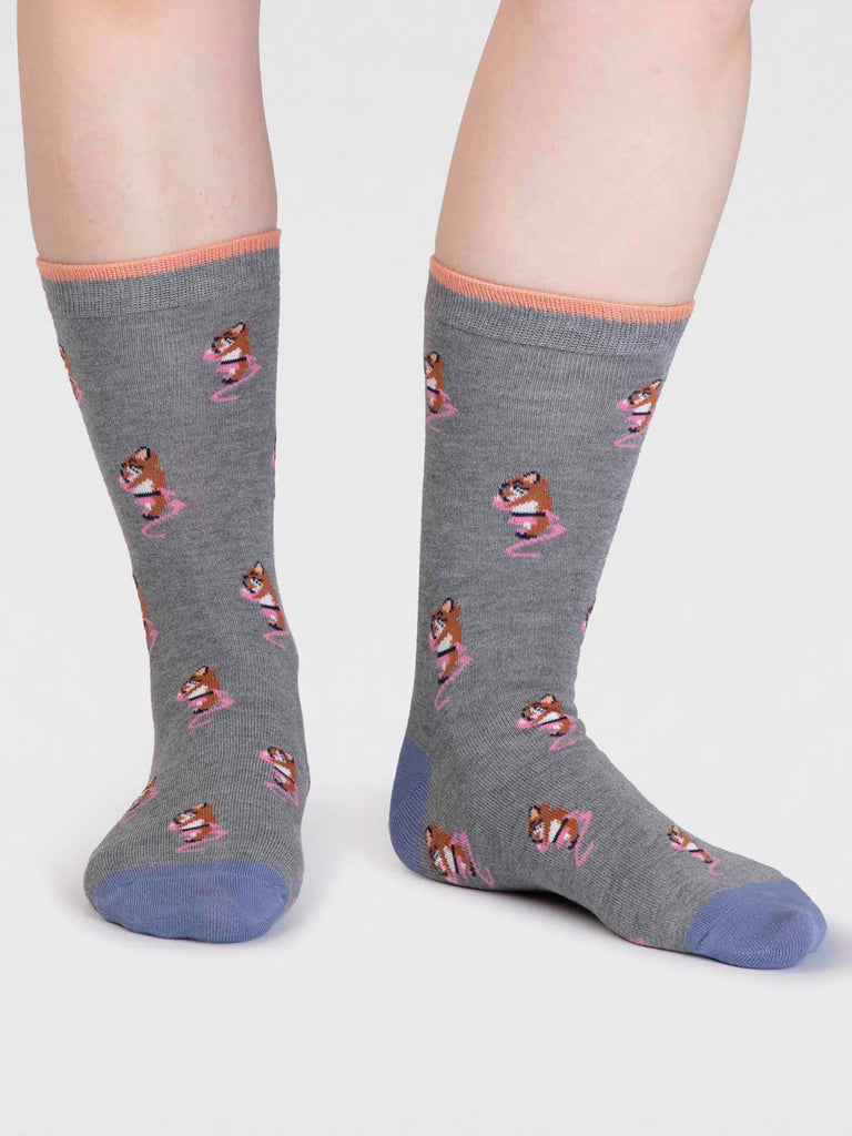 Imena Bamboo Animal Socks in Grey Marle by Thought | Bamboofeet