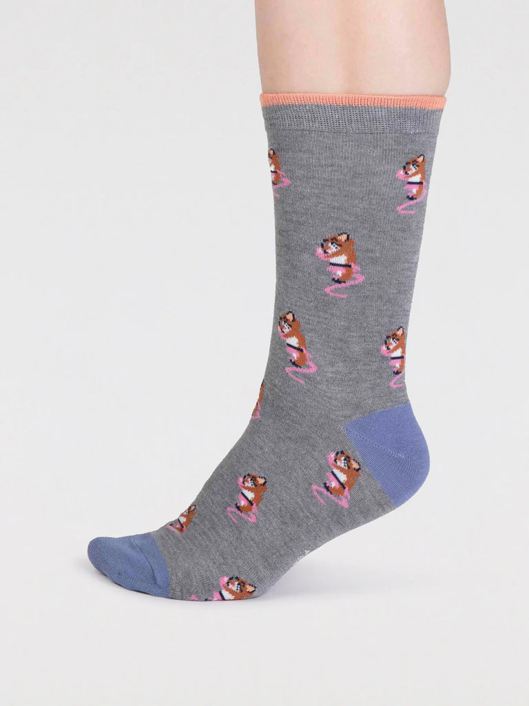 Imena Bamboo Animal Socks in Grey Marle by Thought | Bamboofeet