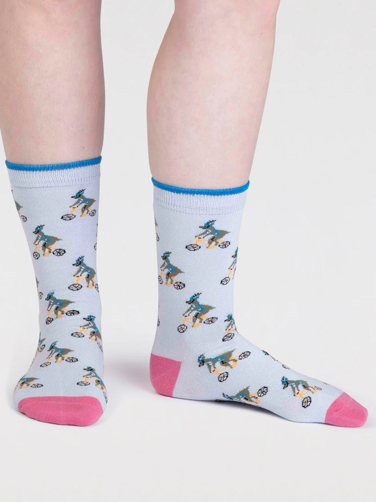 Imena Bamboo Animal Socks in Ice Blue by Thought | Bamboofeet