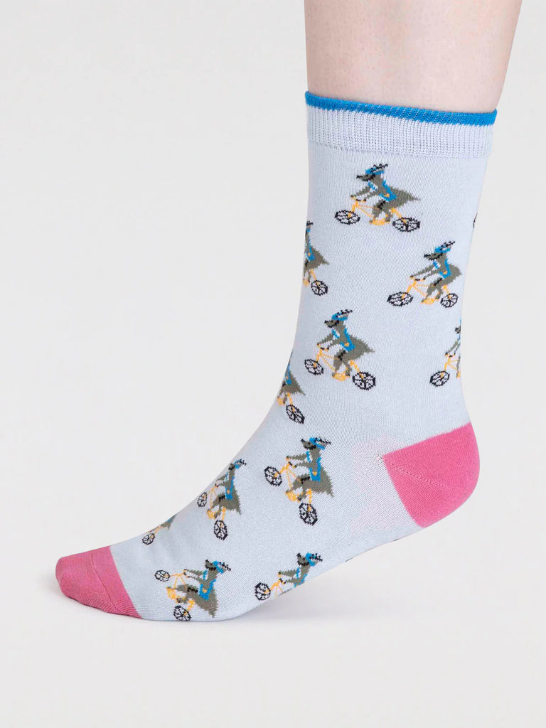 Imena Bamboo Animal Socks in Ice Blue by Thought | Bamboofeet