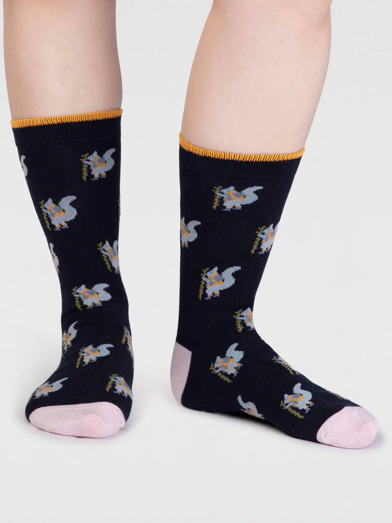 Imena Bamboo Animal Socks in Navy by Thought | Bamboofeet