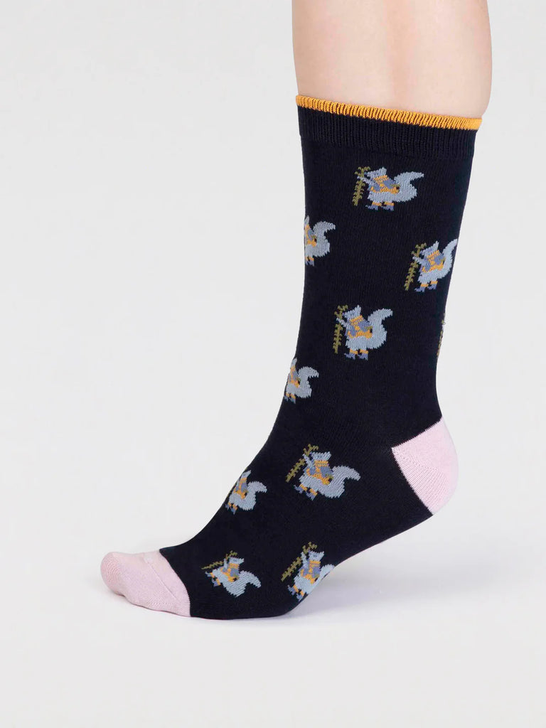 Imena Bamboo Animal Socks in Navy by Thought | Bamboofeet