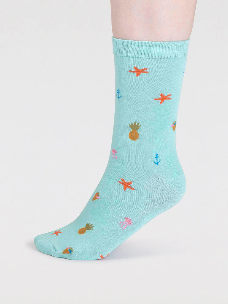 Willa Bamboo Seaside Socks in Deep Mint by Thought | Bamboofeet