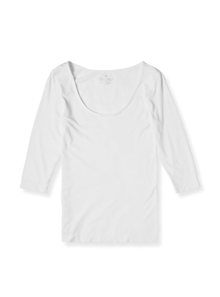 Boody Bamboo Scoop Neck Top with 3/4 Length Sleeve in Black or White-bamboofeet
