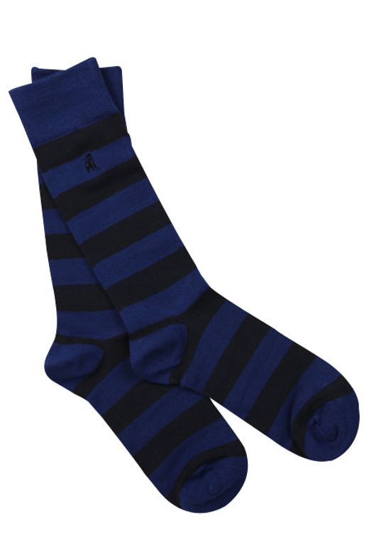 bamboo blue and navy striped soft tops socks