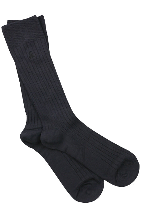 Plain Ribbed Bamboo Socks in Navy by Swole Panda-bamboofeet