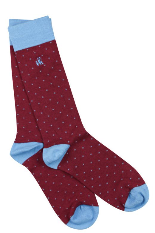 Spotted Maroon Bamboo Socks by Swole Panda