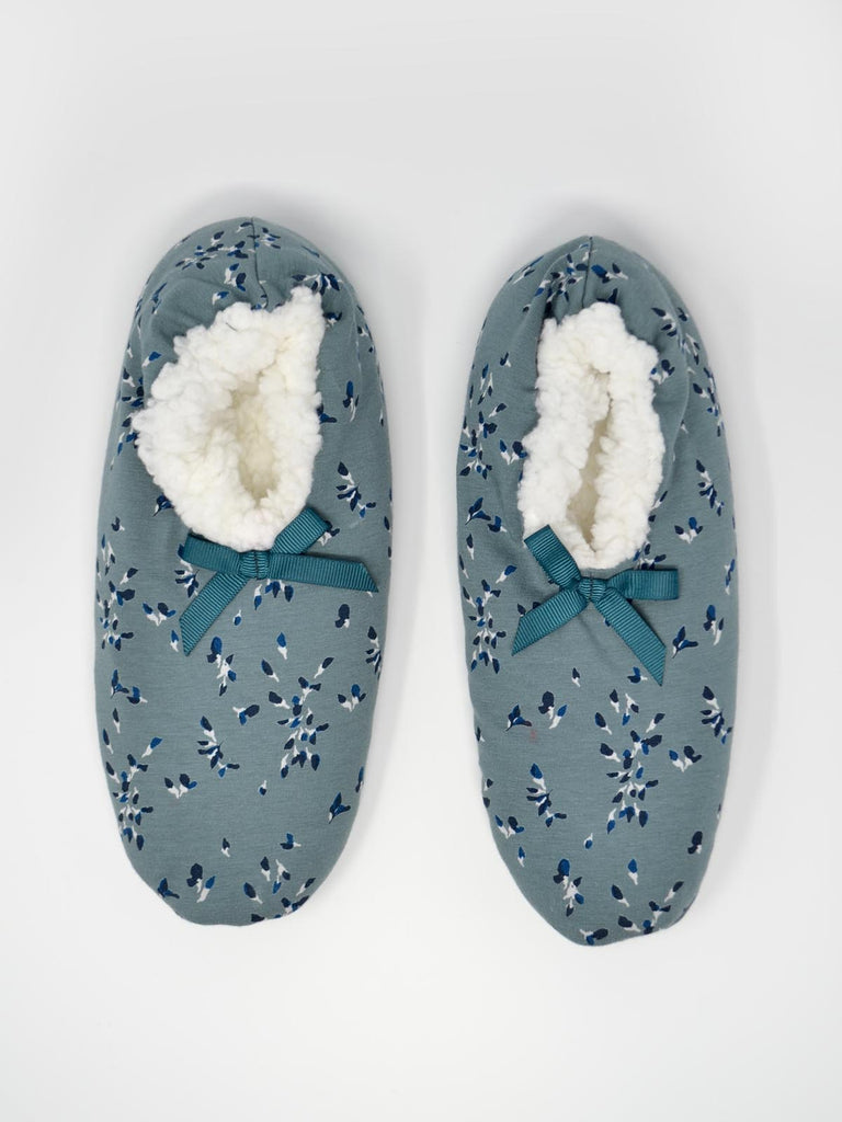 Kristie Printed Jersey Slipper in Sage Green by Thought-bamboofeet