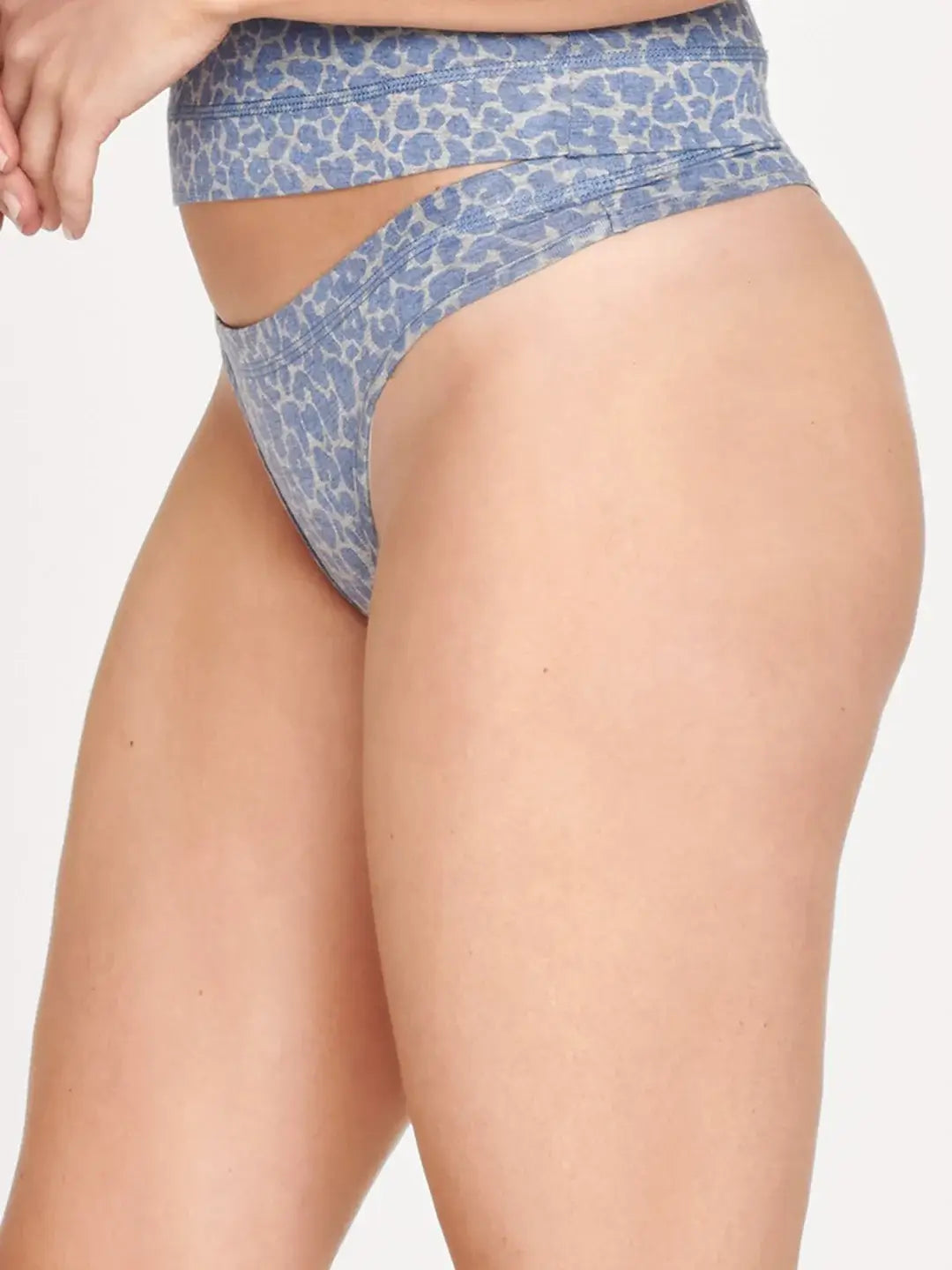 Blue Leopard Print Bamboo Thong by Thought