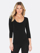 Boody Bamboo Scoop Neck Top with 3/4 Length Sleeve in Black or White-bamboofeet