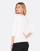 Boody Bamboo Scoop Neck Top with 3/4 Length Sleeve in Black or White-bamboofeet