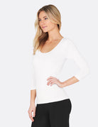 Boody Bamboo Scoop Neck Top with 3/4 Length Sleeve in Black or White-bamboofeet