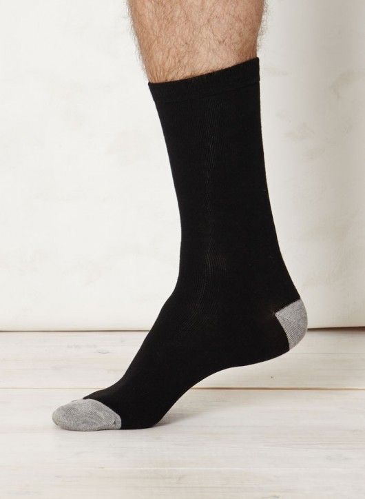 Solid Jack Plain Bamboo Socks in Black by Thought Clothing-bamboofeet