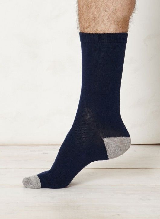 Solid Jack Plain Bamboo Socks in Navy by Thought Clothing-bamboofeet