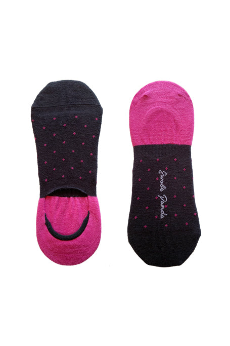 spotted pink no show bamboo socks by Swole Panda