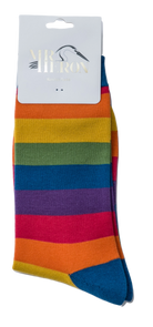 Thick Striped Rainbow Print Bamboo Socks by Mr Heron, Size UK 7-11-bamboofeet