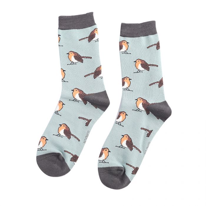 Winter Robin Bamboo Socks by Miss Sparrow, Size UK 4-7-bamboofeet
