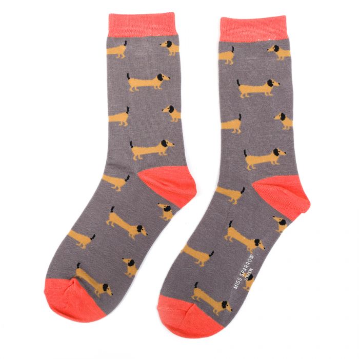 Sausage Dog Bamboo Socks by Miss Sparrow, Size UK 4-7-bamboofeet