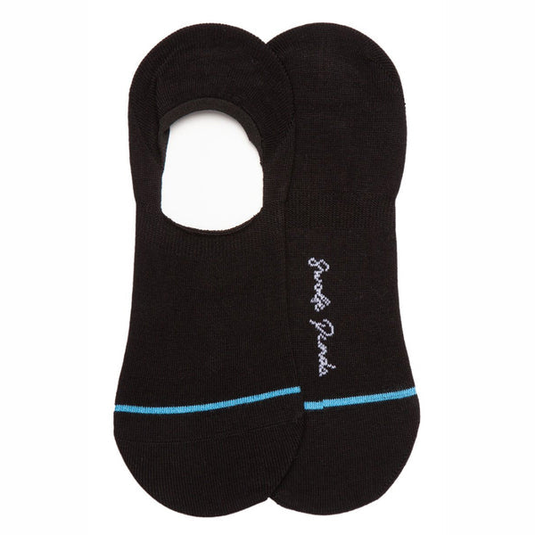 No show bamboo black sock with blue stripe