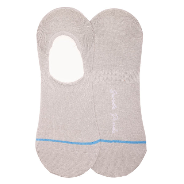Grey no show bamboo socks with blue stripe