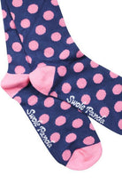navy and pink polka dot bamboo socks by Swole Panda