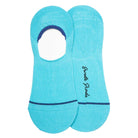 Blue no show bamboo socks with navy blue stripe
