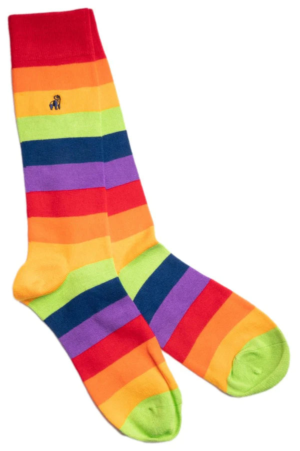 Thick rainbow striped pride socks by swole panda